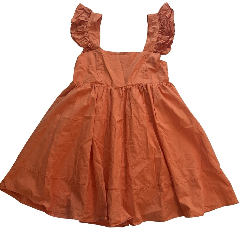 Caitlin M Covincton x Pink Lily Size S Orange Ruffle Mini Dress Babydoll Cotton‎
